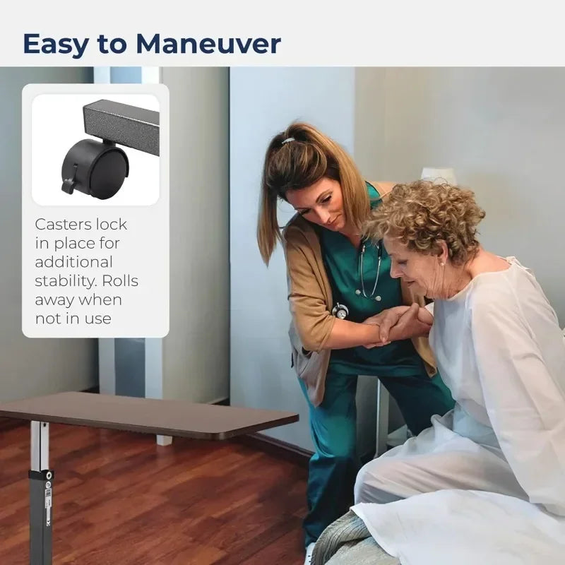 Adjustable Overbed Table with Wheels Rolling Desk Bedside Table NEW