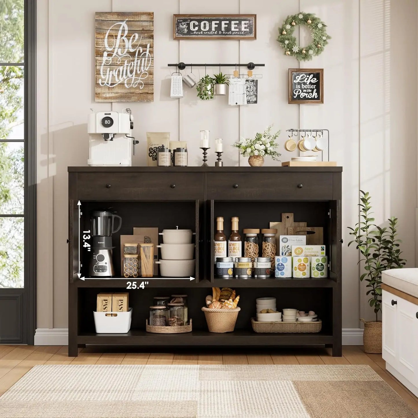 55 Inch Buffet Sideboard Cabinet Storage Kitchen Living Room Coffee Bar