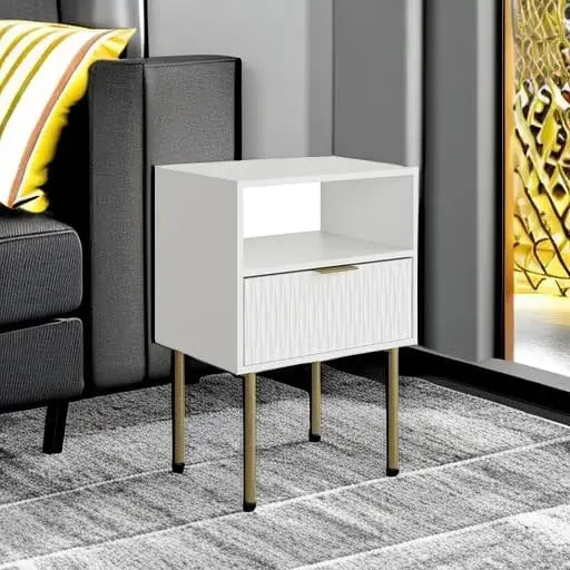 Modern Bedside Table with Storage Drawer Small Nightstand End Table