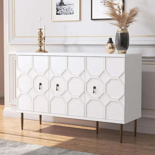 47 Inch White Sideboard Buffet Cabinet Storage Credenza for Living Room Kitchen