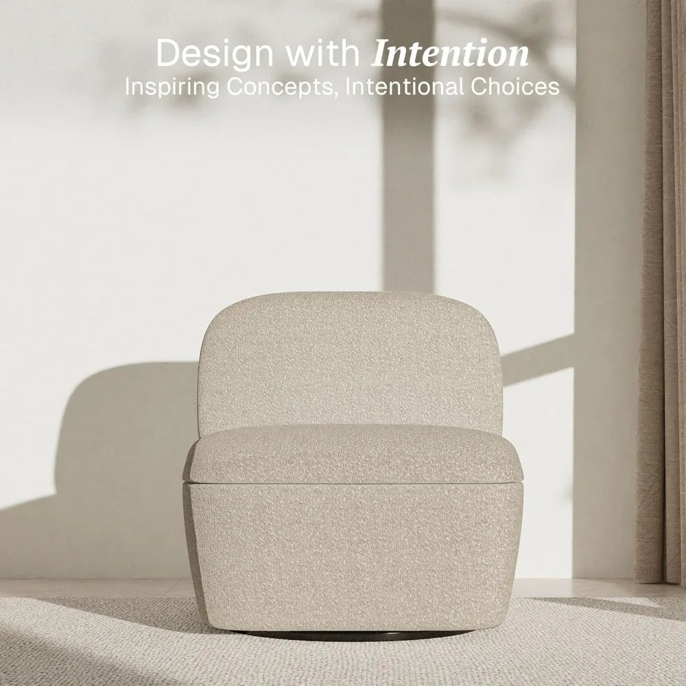 Set of 2 Modern Upholstered Swivel Accent Chairs with Storage