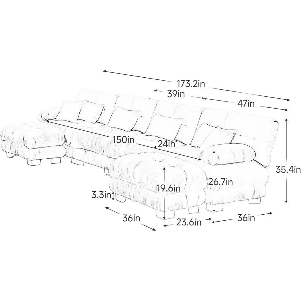 Ljustra Modular Sectional Sofa U Shaped Couch Living Room 4 Seater