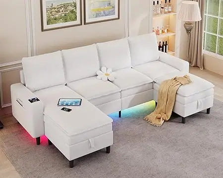 Ljustra Sectional Couch 4 Seat Sofa Storage Ottoman Modern Living Room