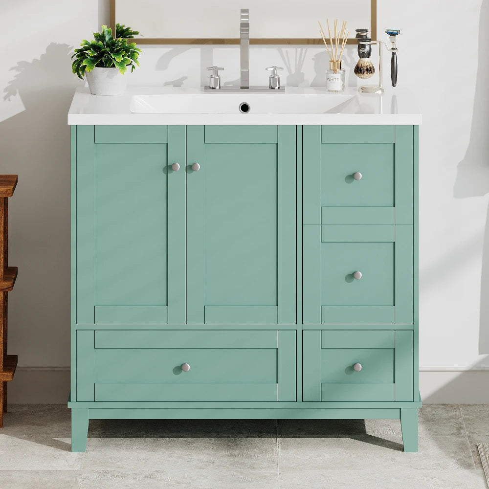 36 Inch Modern Bathroom Vanity with USB Charging and Ample Storage