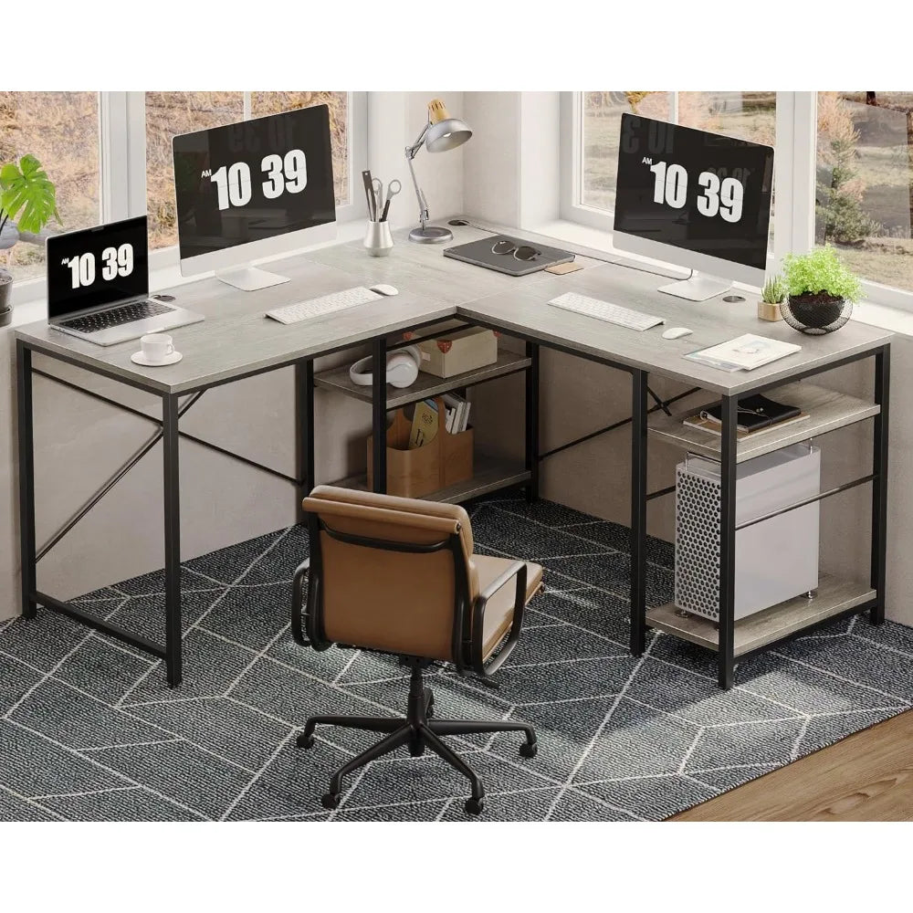L Shaped Desk Reversible Corner Computer Desk for Home Office Large Writing
