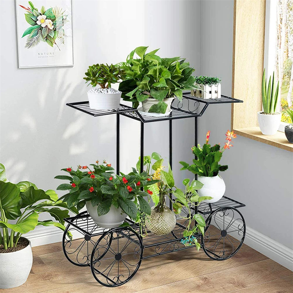 Large Metal 6 Tier Plant Stand Indoor Outdoor Garden Cart Display Rack