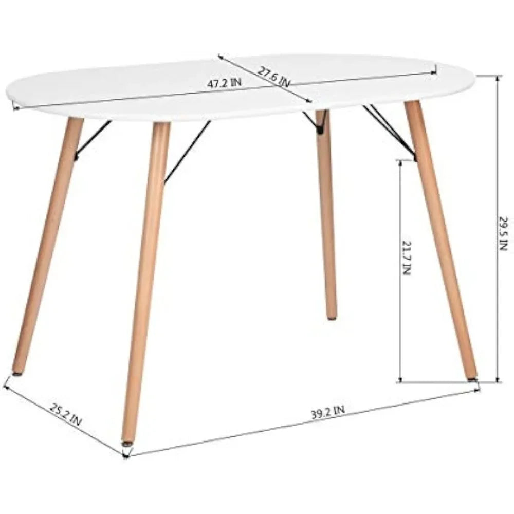 Oval Round Mid Century Modern Dining Table for Kitchen Living Room Bistro