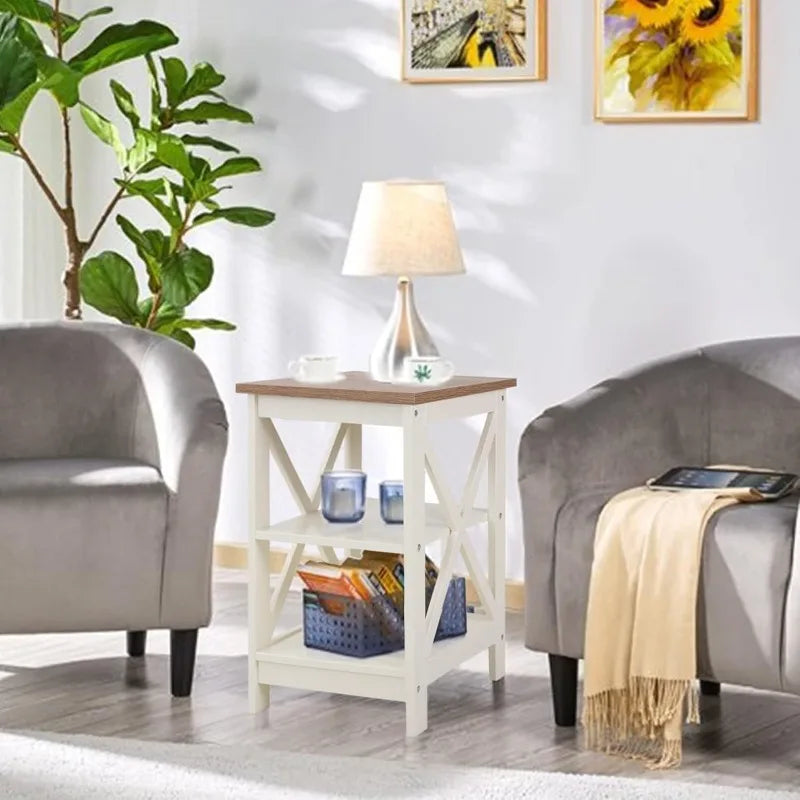 Ljustra End Table Set of 2 Farmhouse Nightstands Small Side Table