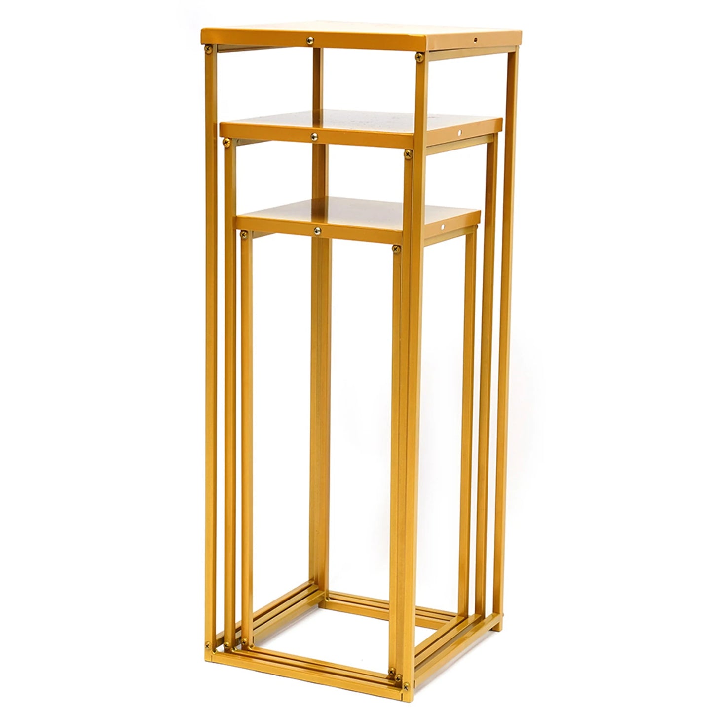 Set of 3 Metal Square Flower Stands Plant Holders for Home Wedding Decor