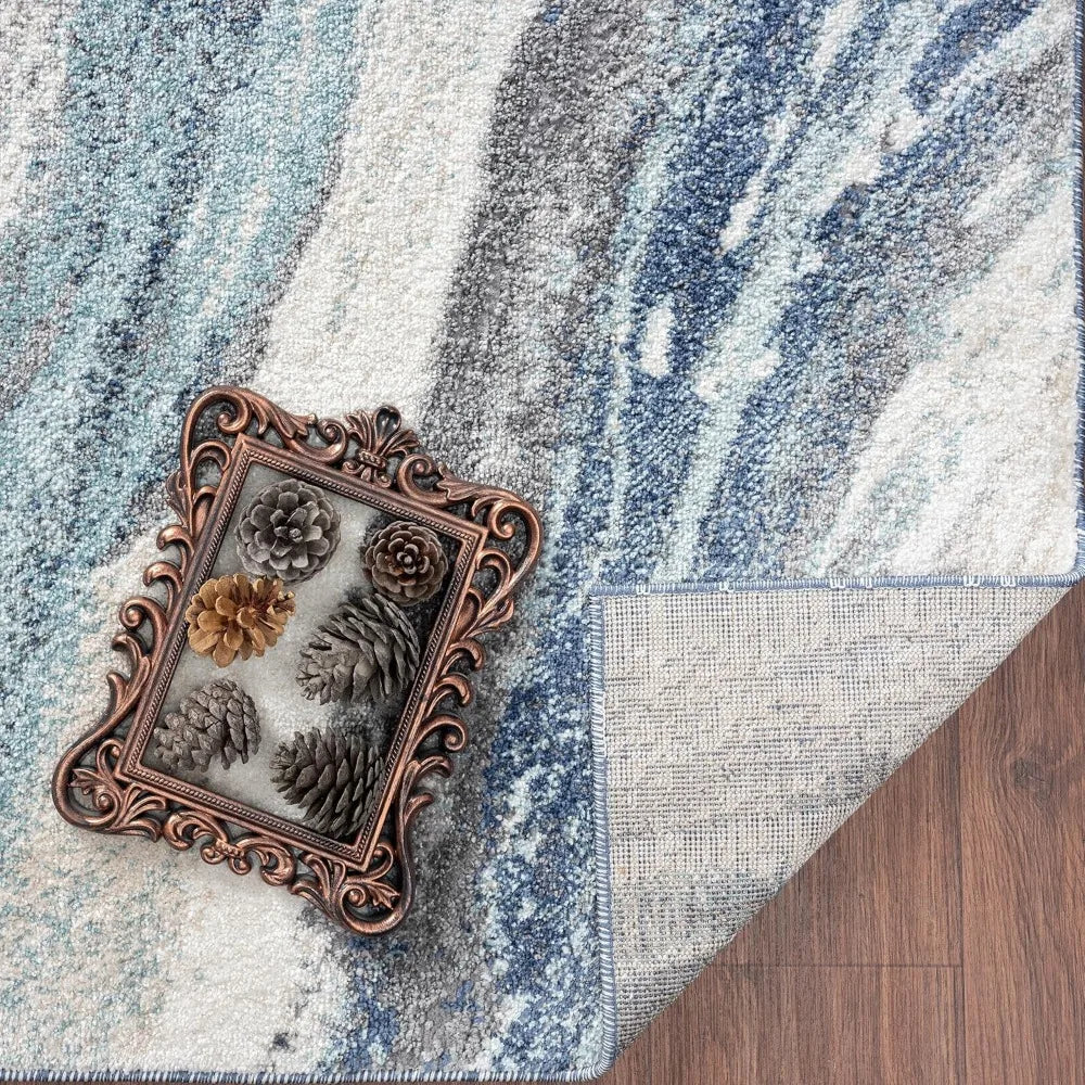 Lagos Collection 7983 Blue Art Deco Area Rug 8x10 Transitional Indoor