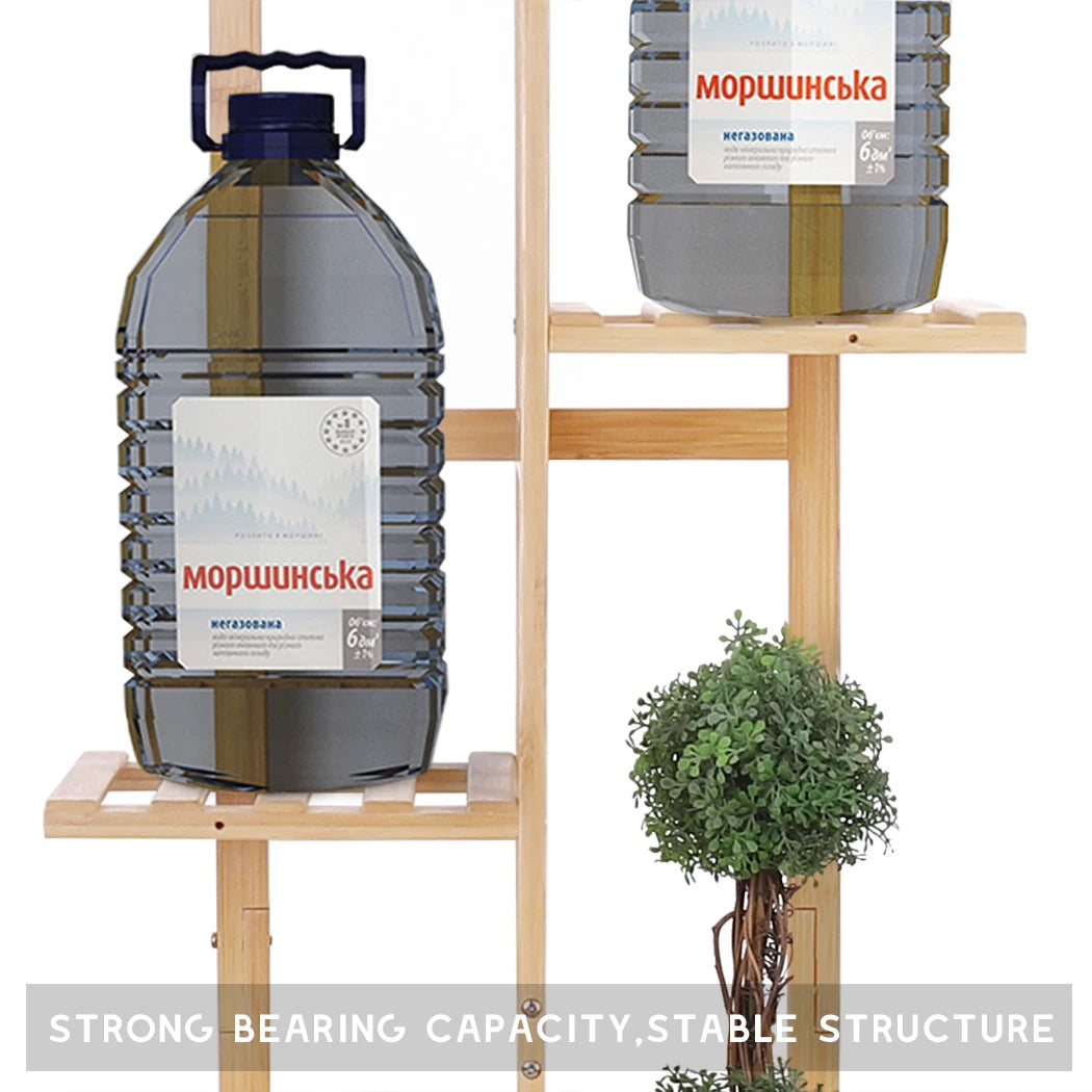 6 Tier Bamboo Plant Stand Vertical Flower Shelf Rack Indoor Outdoor