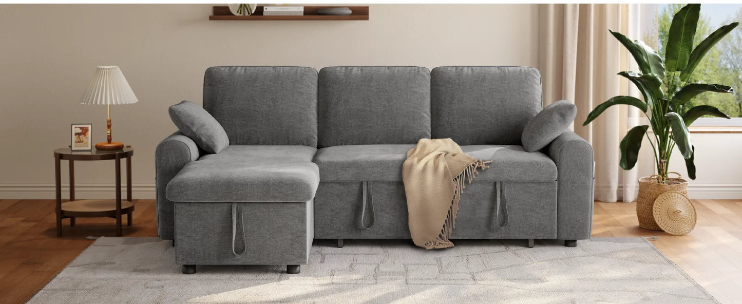 Ljustra L Shaped Sleeper Sofa Pull Out Couch Bed with Storage Chaise