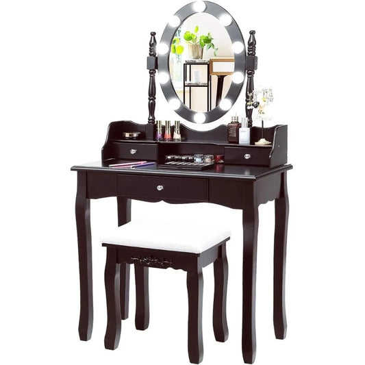 Ljustra ReunionG Makeup Vanity Set Lighted Mirror 2 in 1 Dressing Table