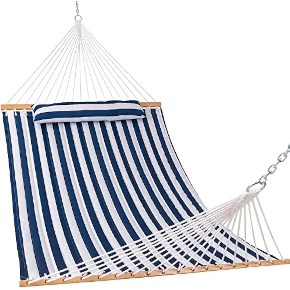 12FT Double Quilted Hammock with Spreader Bars Detachable Pillow