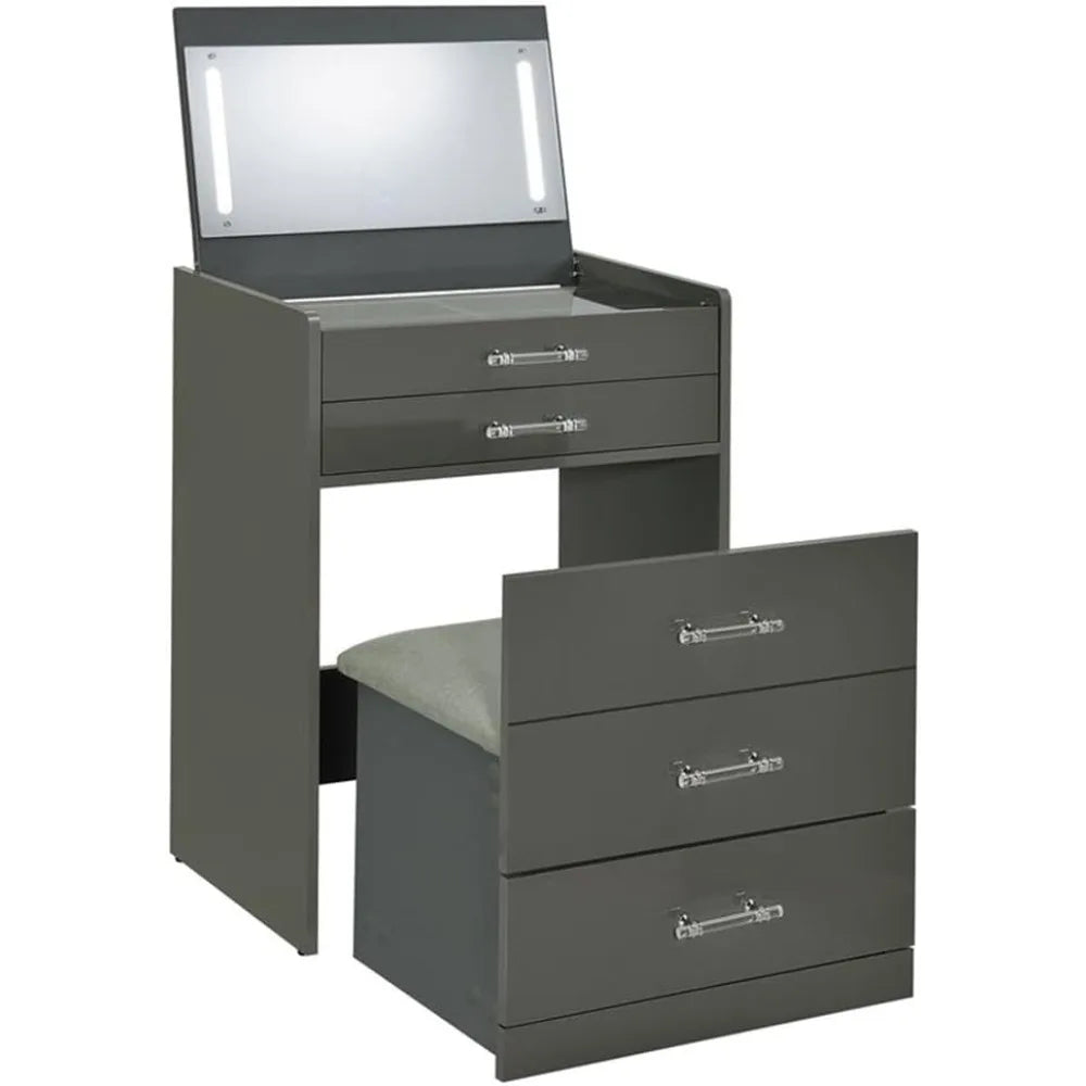 Modern Engineered Wood Makeup Vanity and Stool Set for Home Use