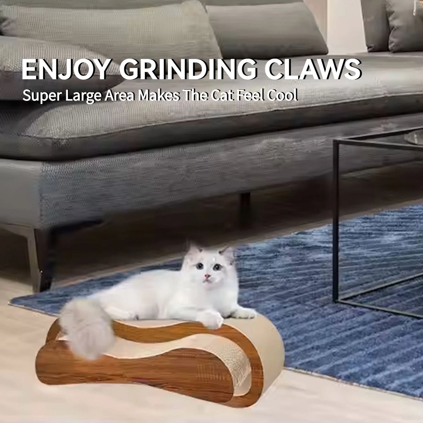 2 in 1 Cat Scratcher Lounge Bed Durable Cardboard Prevents Furniture Damage