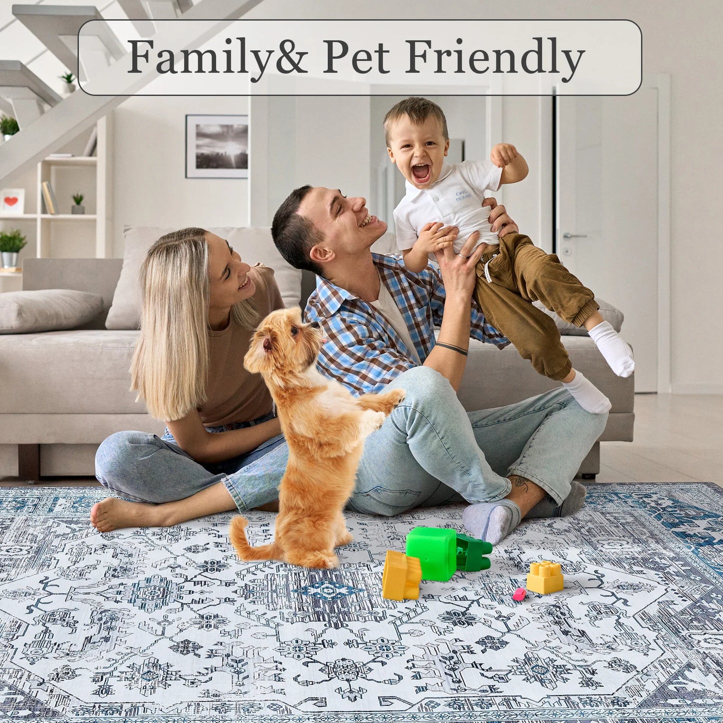 Ljustra Area Rug 122x183cm Washable Boho Entryway Doormat Vintage Carpet