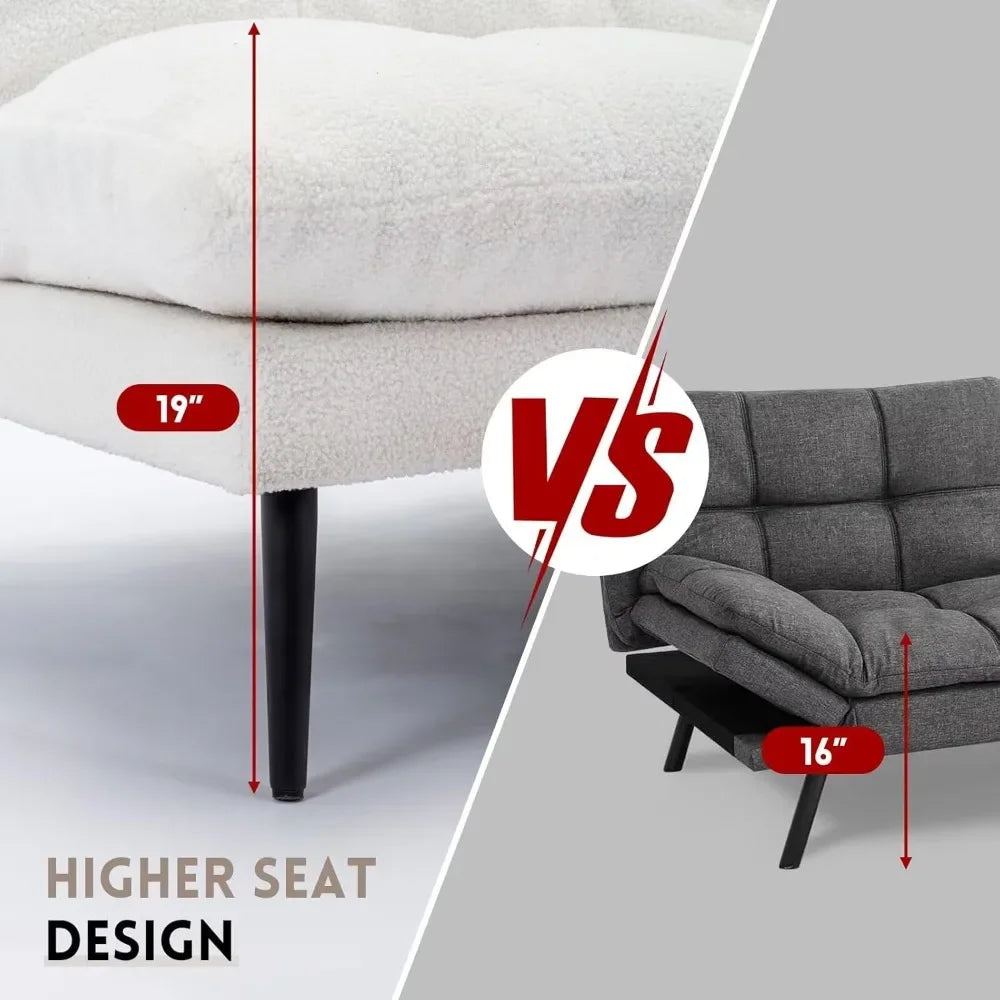 Ljustra Living Room Sofa Adjustable Backrest Convertible Sleeper Futon