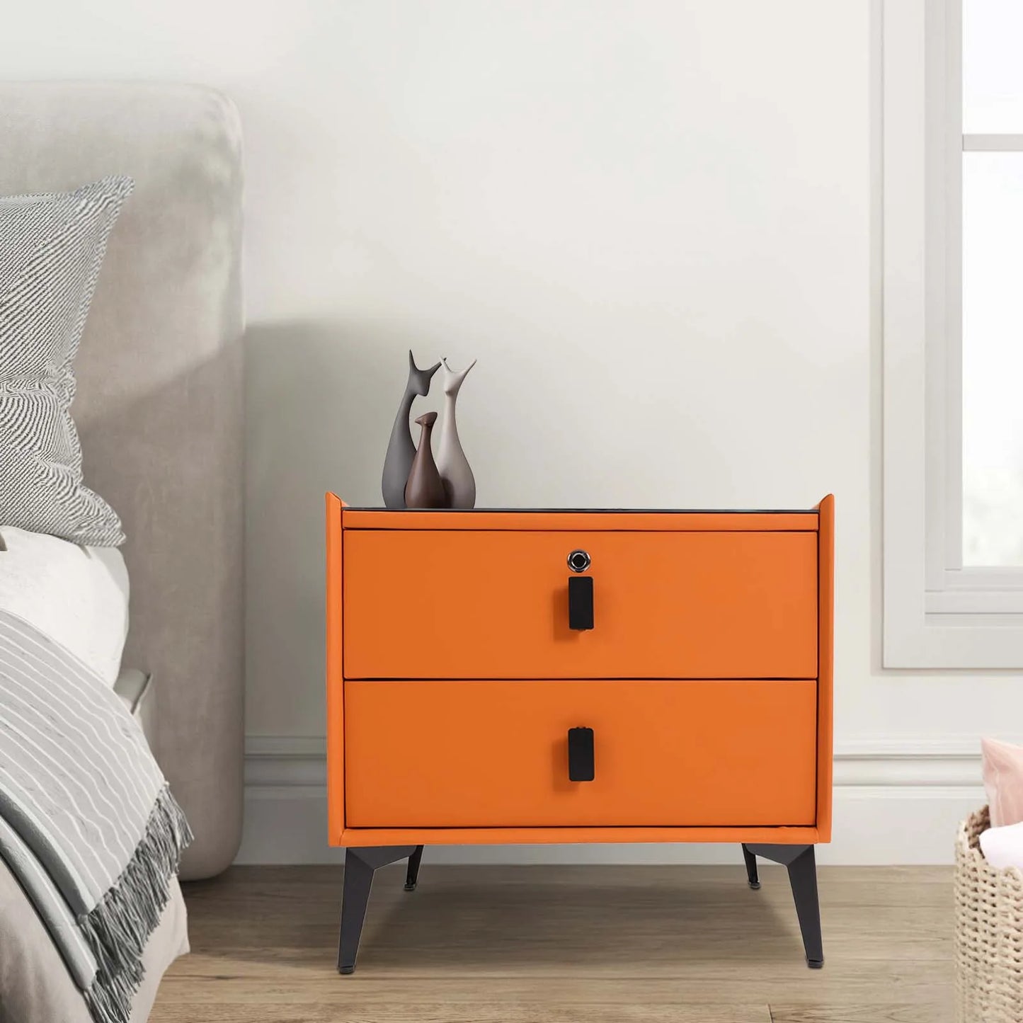 Smart Bedside Table with Bluetooth Speaker and USB Charging Drawers