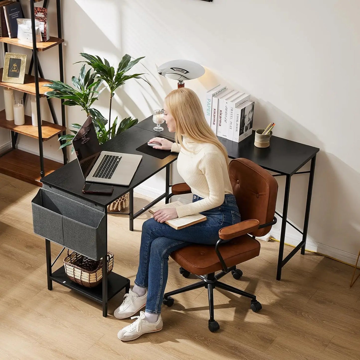 L Shaped Computer Desk Corner Gaming Desk with CPU Stand for Home Office