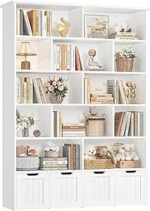 6 Tier Kids Toy Storage Organizer with Drawers and Cubbies 69" Tall