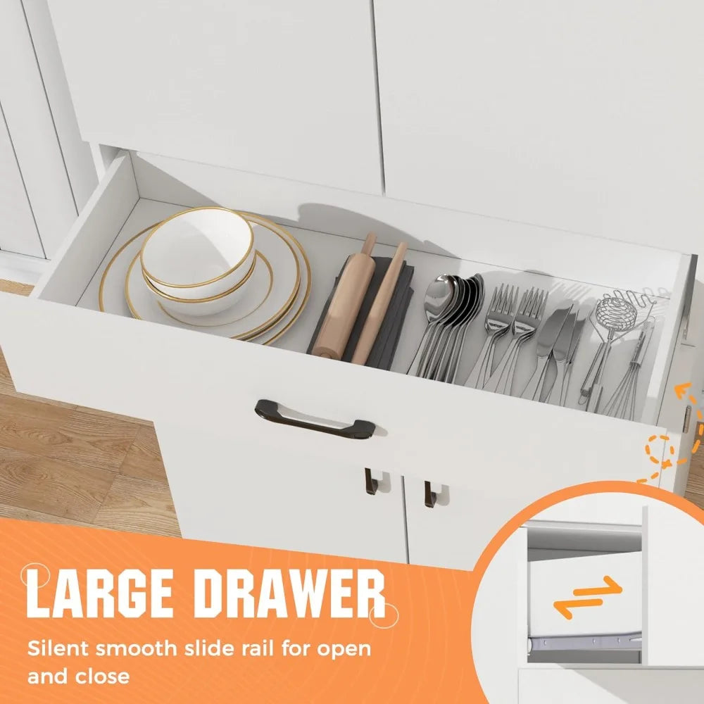 72 Inch Kitchen Pantry Cabinet Storage Cupboard with Adjustable Shelves