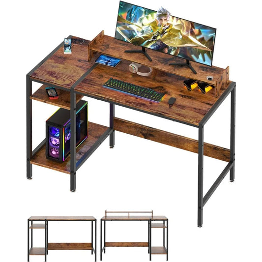39 Inch Computer Desk Gaming Table with Storage Modern Home Office