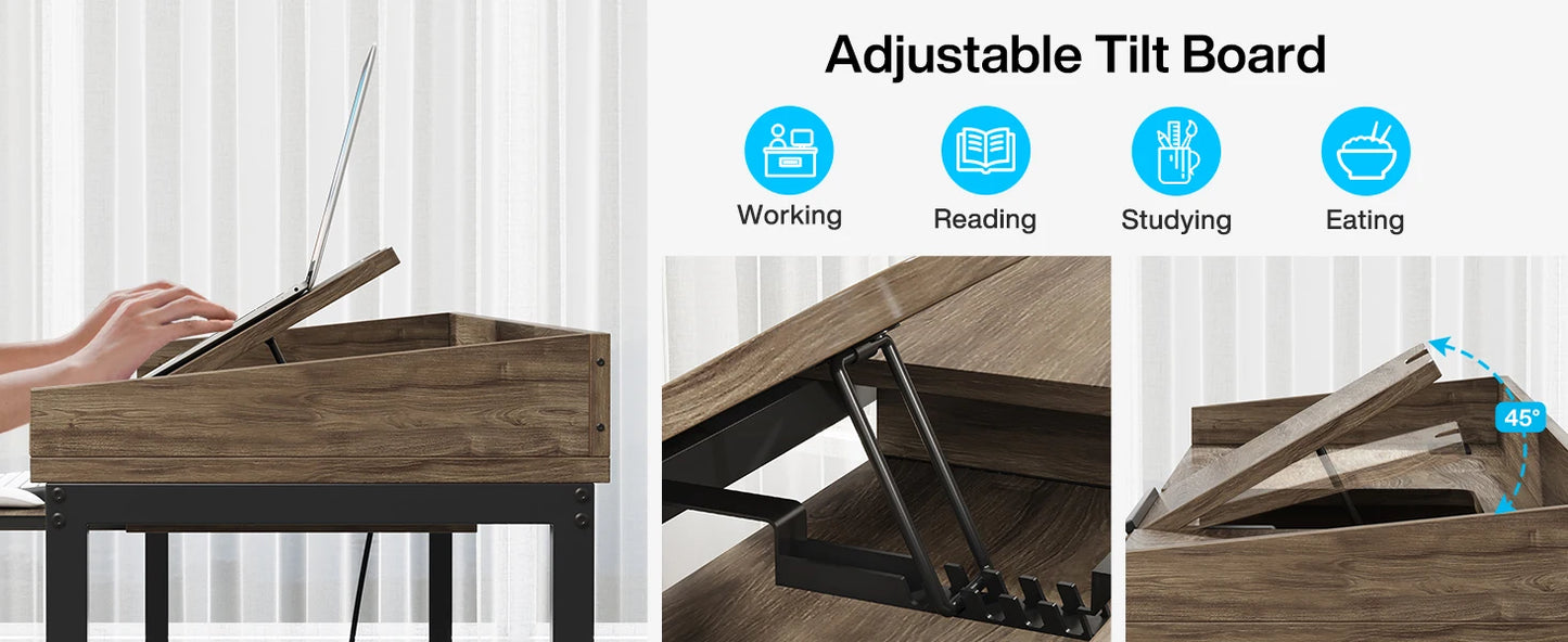 Height Adjustable Overbed Table with Wheels Mobile Laptop Desk Cart