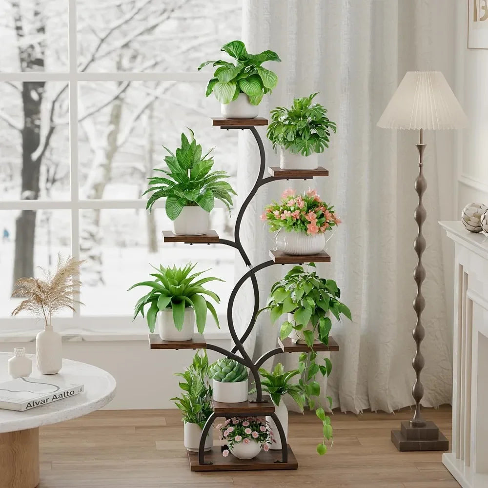 Indoor Plant Stand with Grow Light 8 Tiered Plant Shelf 49 Inch Tall
