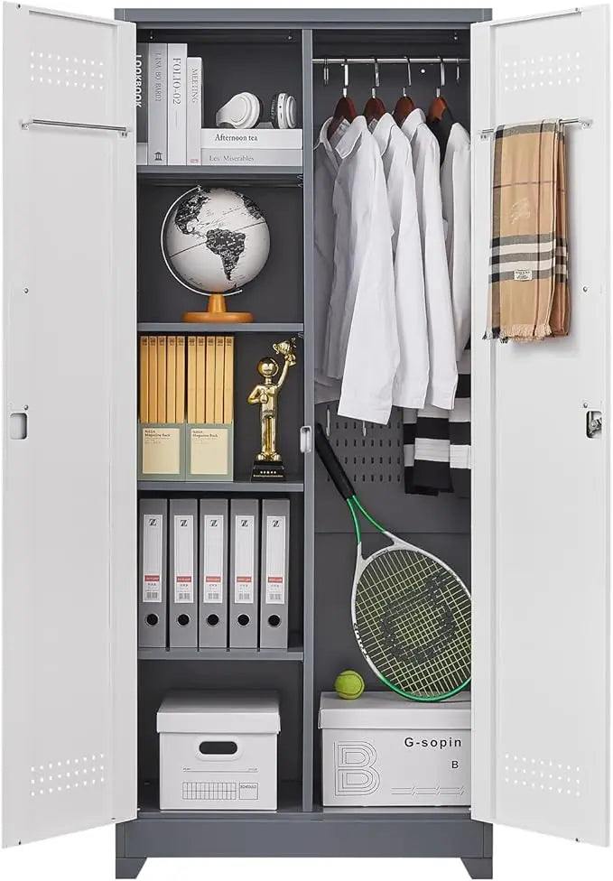 72.8" Broom Storage Cabinet Metal Utility Closet for Cleaning Supplies
