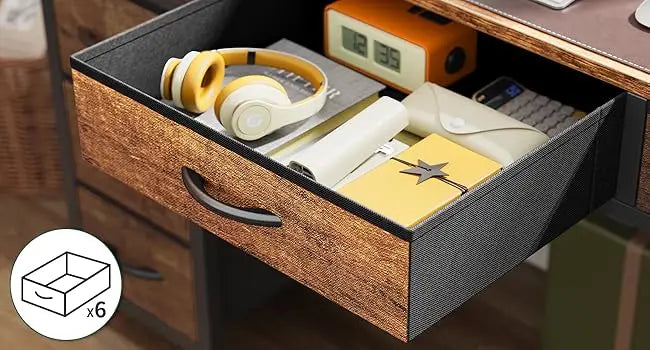 Computer Desk with 6 Drawers Reversible Corner Storage Office Desk