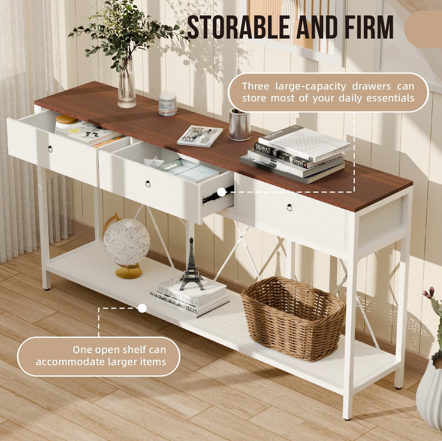 Redlife 67 Entryway Table with Charging Station Console Table for Living Room