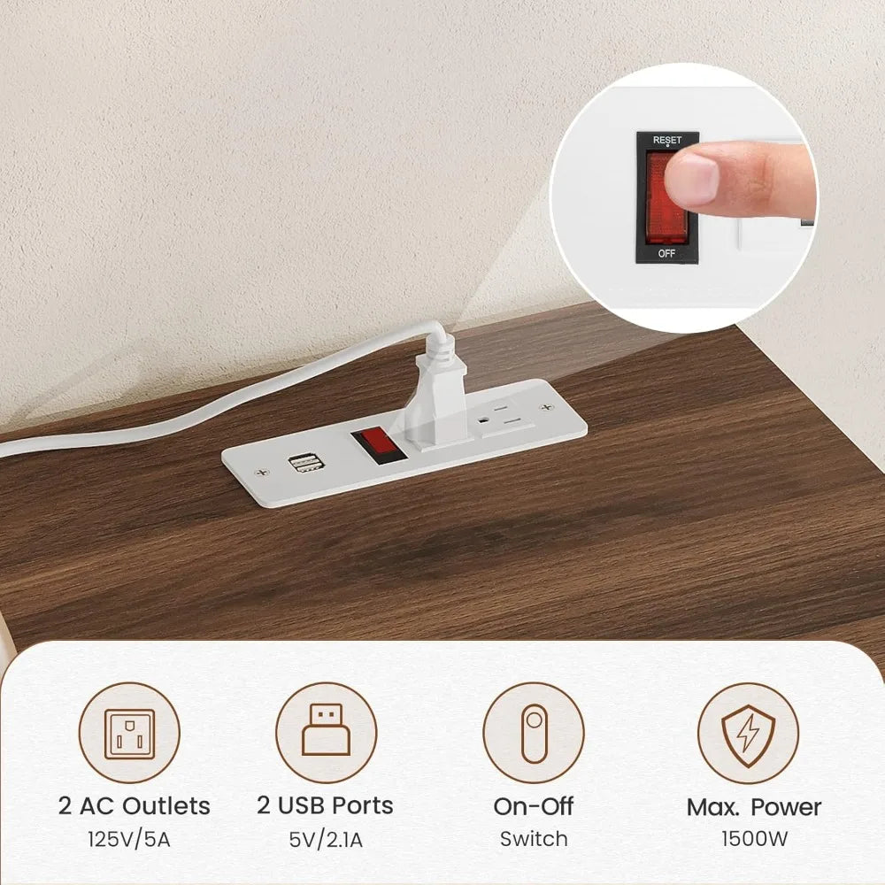 Buffet Cabinet with Storage and Charging Station Farmhouse Sideboard