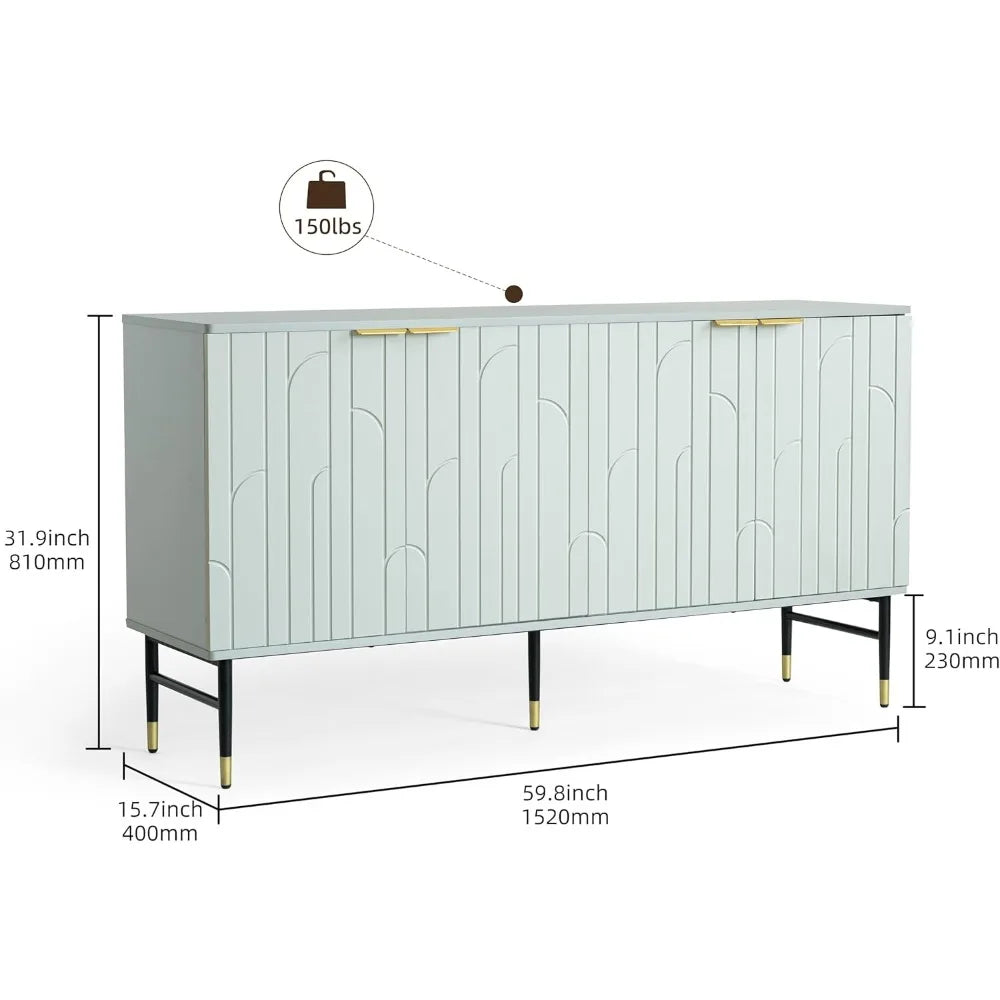 Modern Sideboard Buffet Cabinet with 4 Doors for Living Room Dining Room