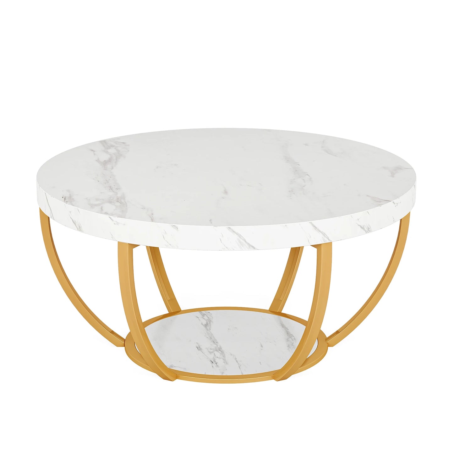 Ljustra Modern Round Coffee Table 31.7 Inch Industrial Design