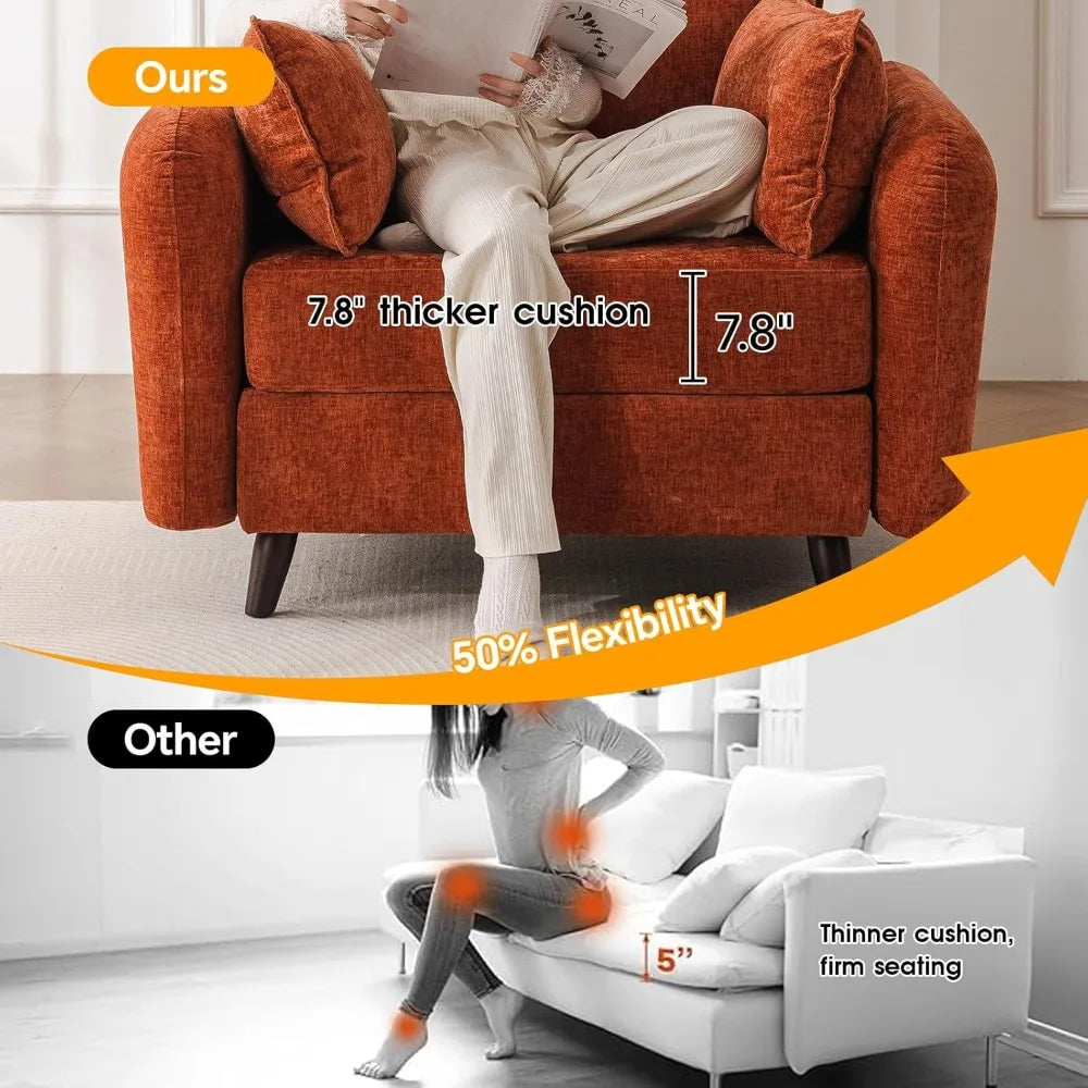 Accent Chair with Storage Comfy Upholstered Mid-Century Armchair