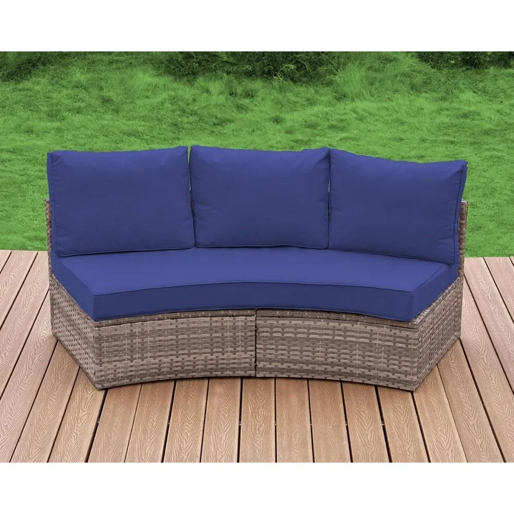 Ljustra Half-Moon Sectional Sofa Set Outdoor Patio Furniture with Cushions