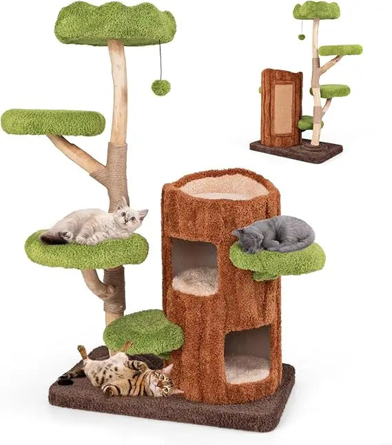 Ljustra 55 Inch Multi-Level Cat Tree Scratching Post Double Decker House