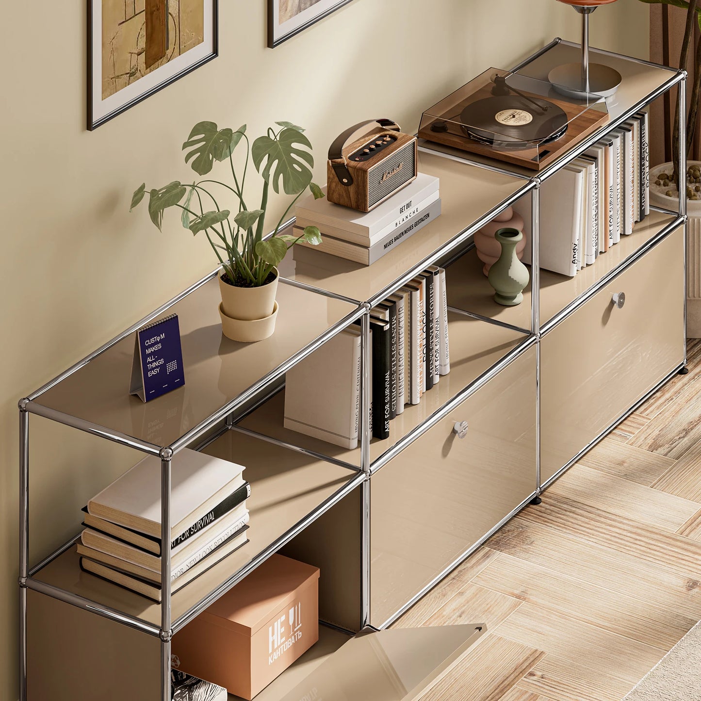 Modern Stainless Steel Storage Cabinet Organizer for Living Room Office