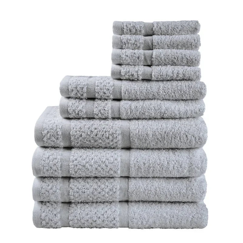 10 Piece Soft Cotton Towel Set Quick Dry Absorbent Durable Bathroom