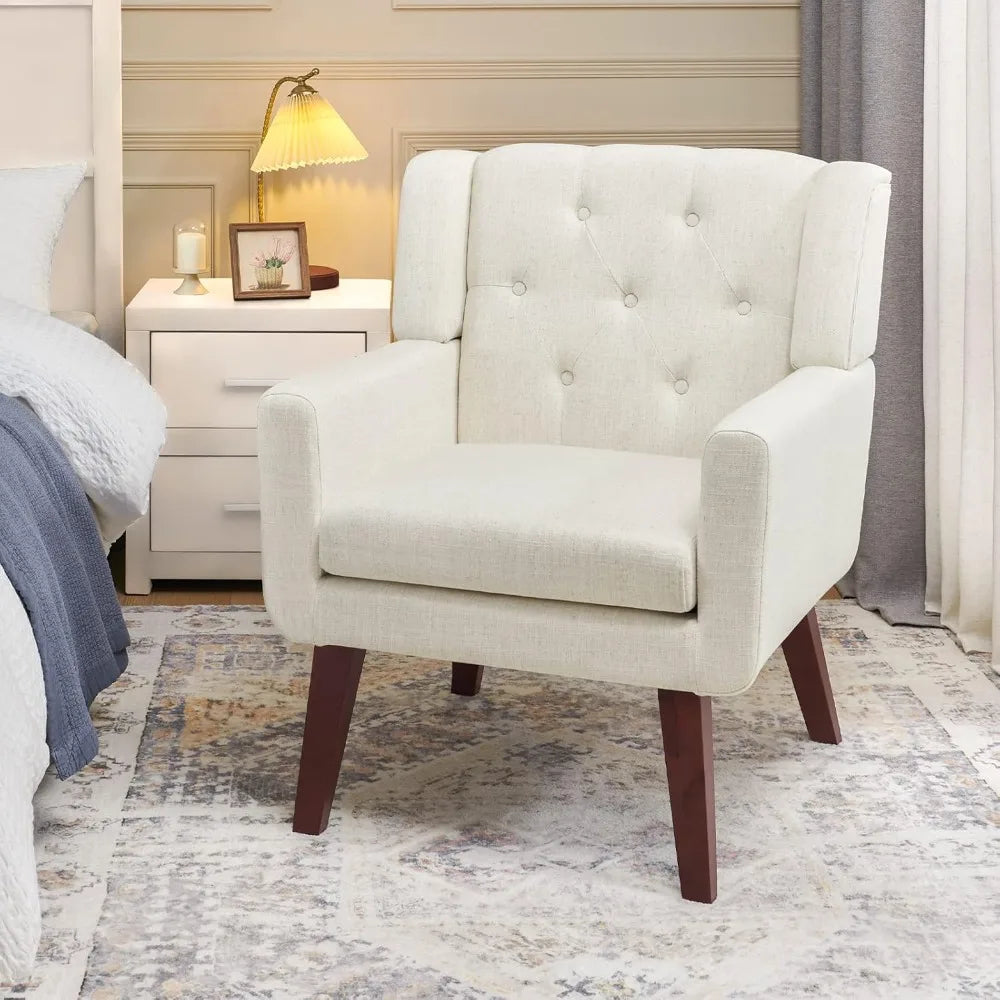 Ljustra Button-Tufted Accent Chair Mid Century Modern Upholstered