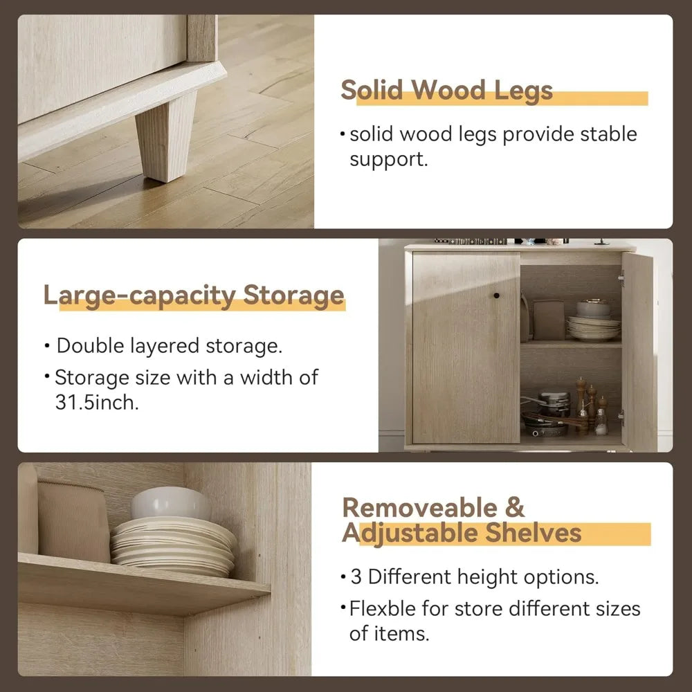 Modern Sideboard Buffet Cabinet with Adjustable Shelves for Storage