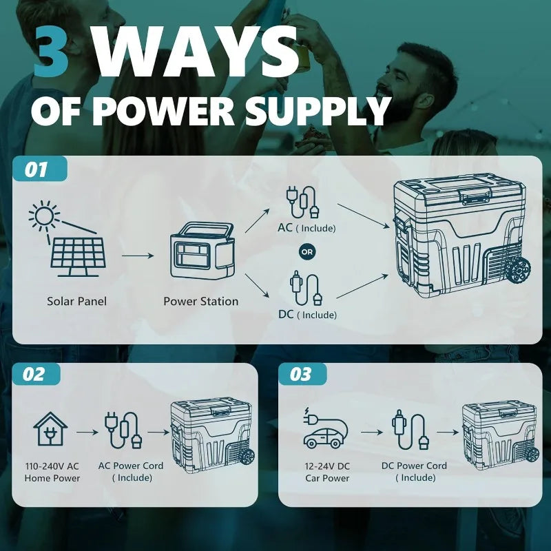 Ljustra Portable Electric Cooler 53QT 12V Refrigerator for Car Camping