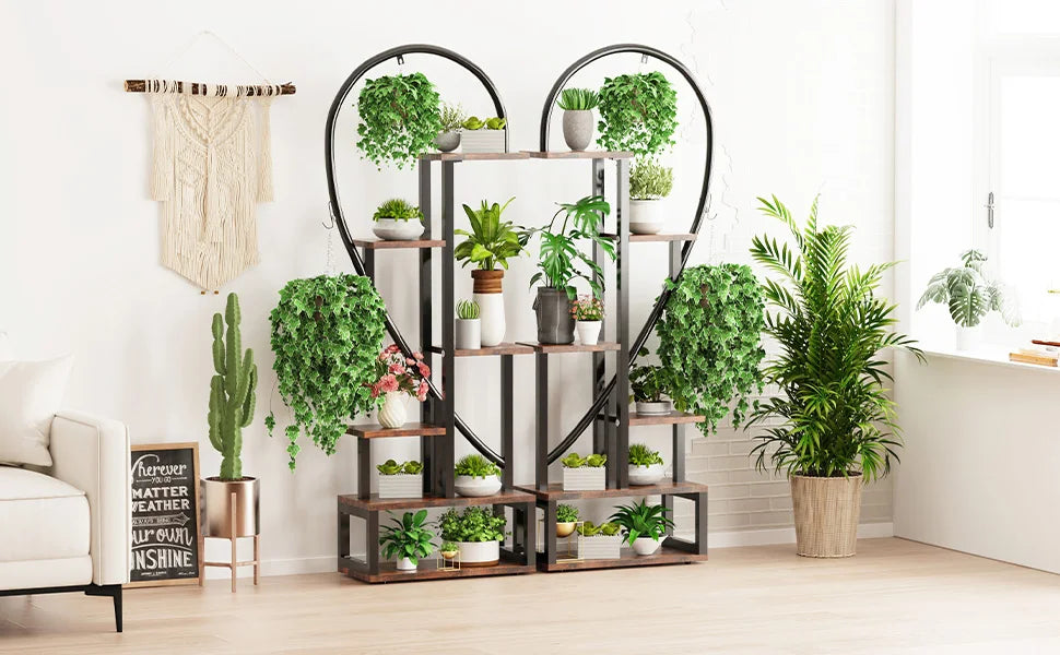 6 Tier Heart Shaped Plant Stand Storage Rack for Garden Living Room