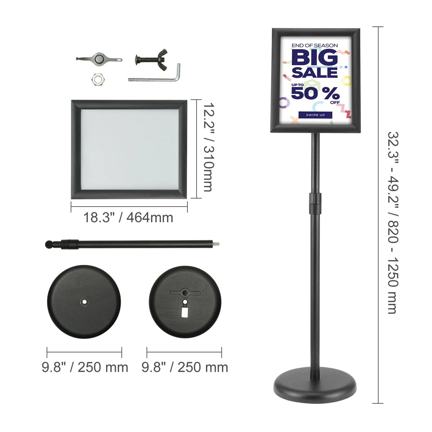 VEVOR Adjustable Pedestal Sign Holder Heavy-Duty Floor Stand Display