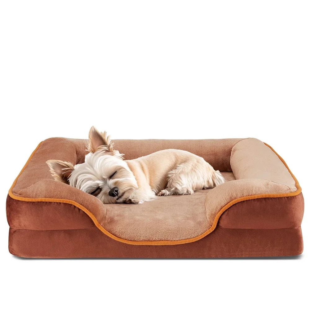 Memory Foam Dog Bed Waterproof Bolstered Sofa Orthopedic Support for Dogs