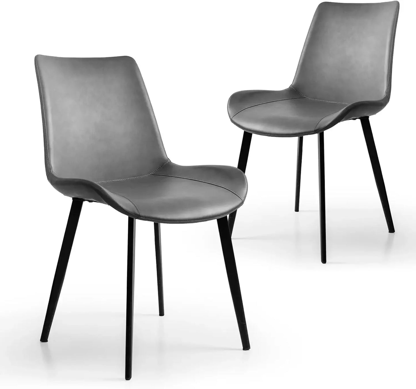 Modern PU Leather Dining Chairs with Sturdy Metal Legs for Home
