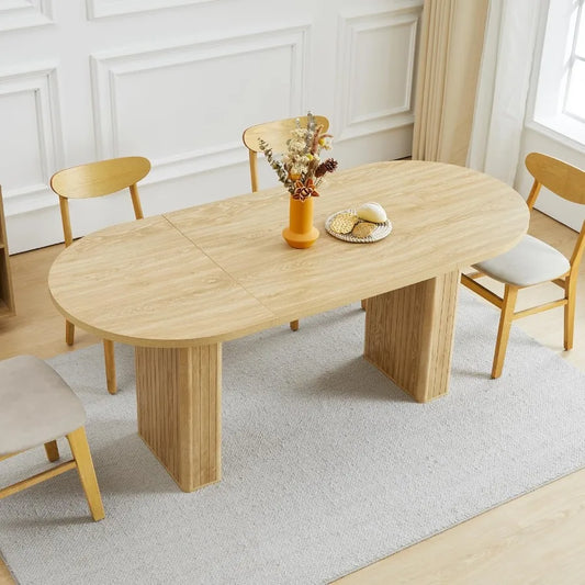 70.8 Inch Oval Kitchen Dining Table for 4-6 People Modern Farmhouse