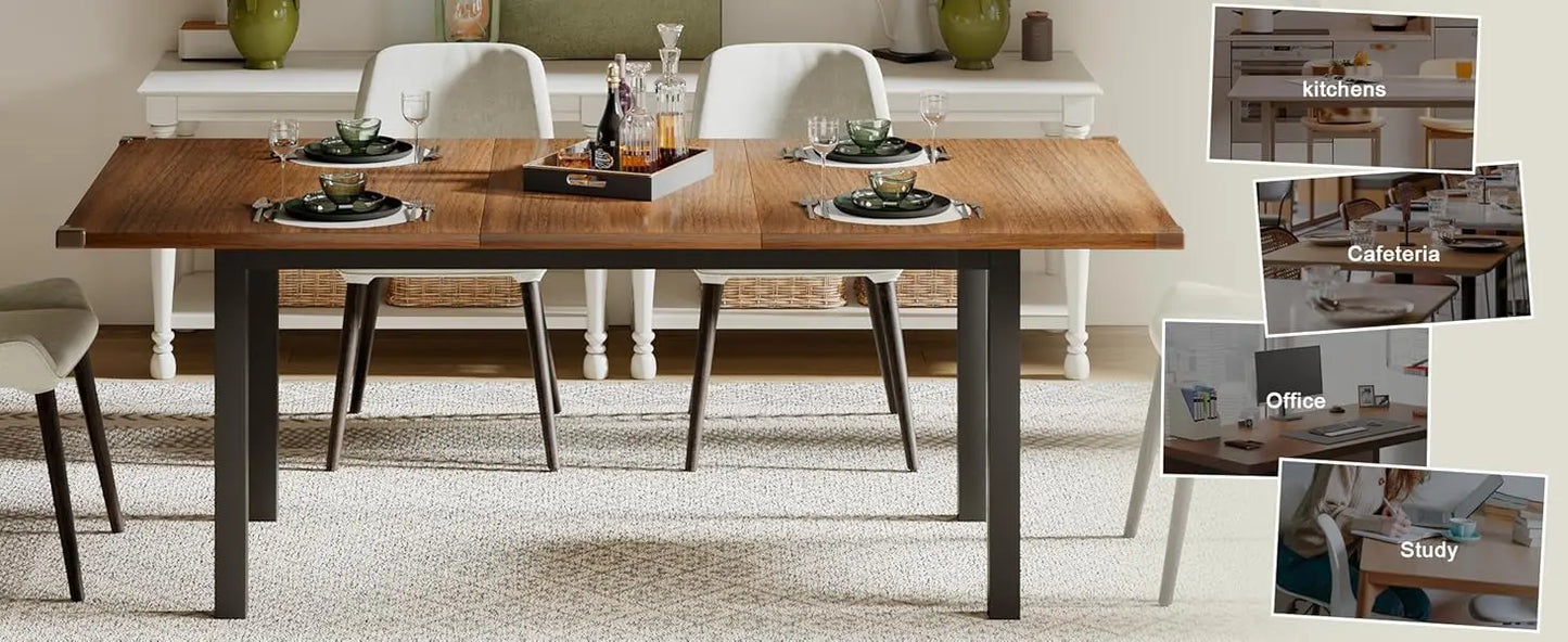 63 Inch Extendable Dining Table Modern Farmhouse for Dining Room Kitchen