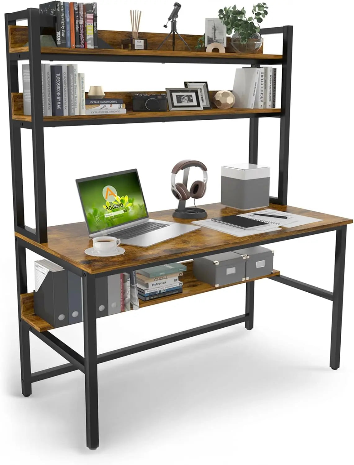 Computer Desk with Shelves 47" W Home Office Study Table Modern Design